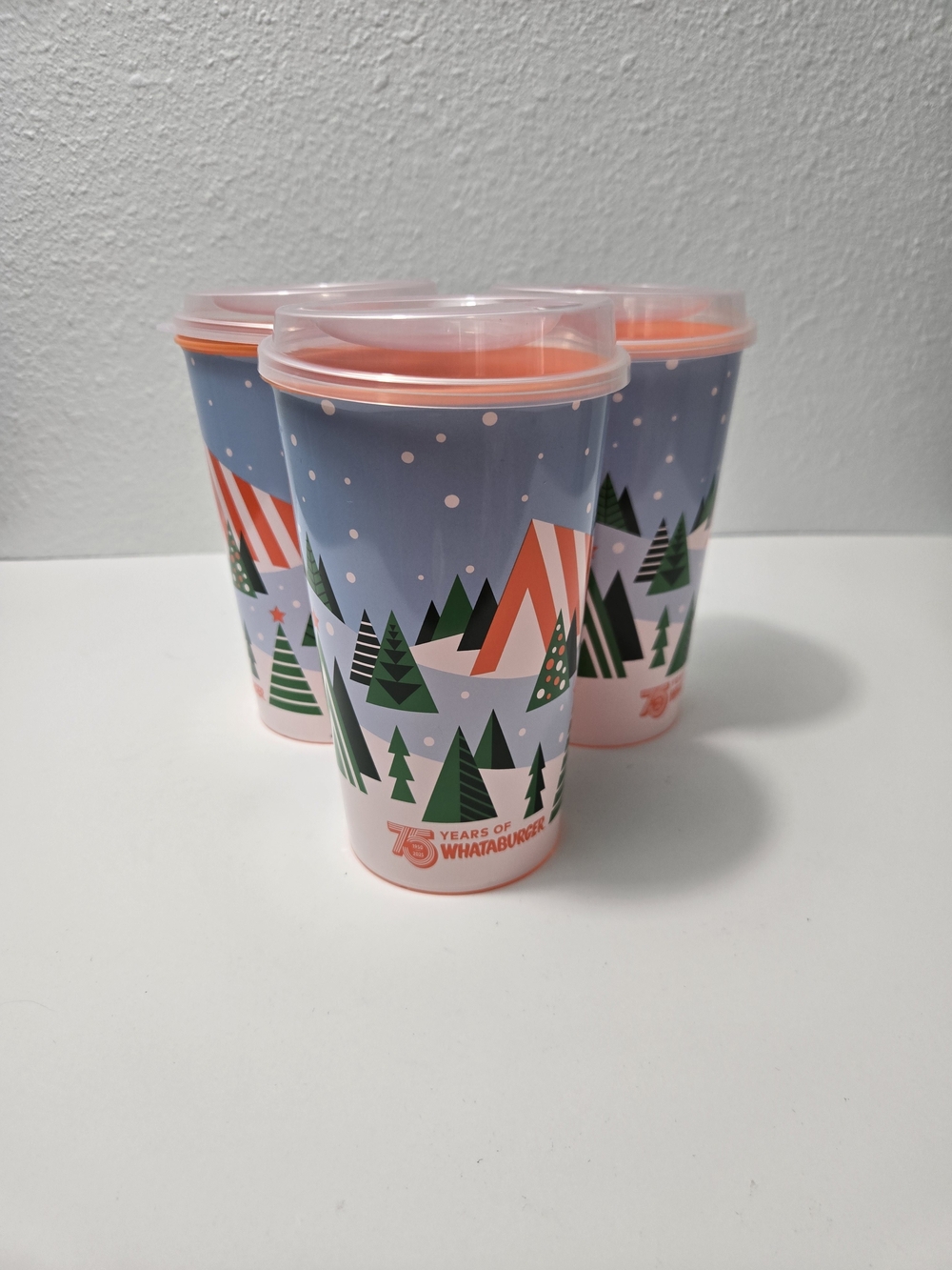 Whataburger Holiday Camper Reusable Plastic Cups - Pink/Blue (Set)